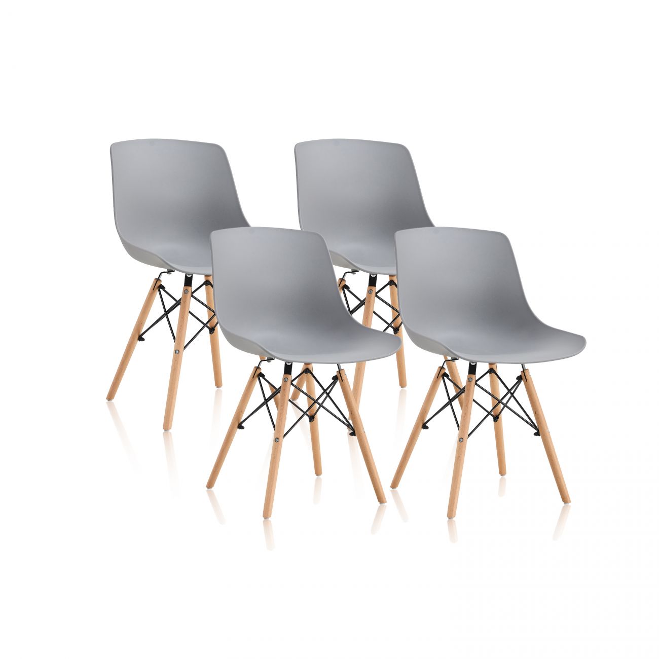 Pack 4 sillas de comedor 52x46 cm fredo gris