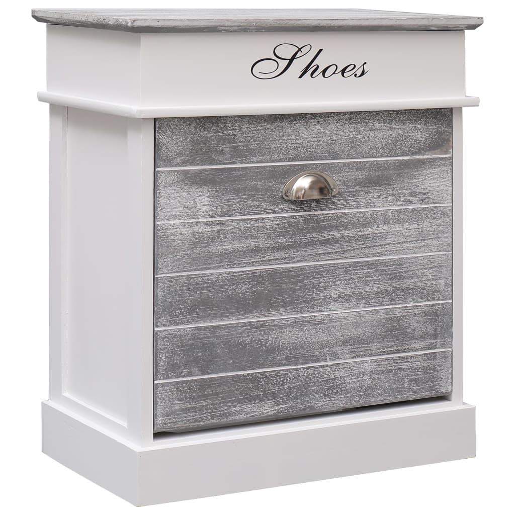 Mueble zapatero de madera de lownia gris 50x28x58 cm esxt1646