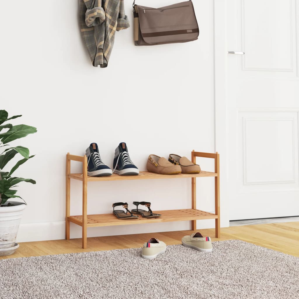 Zapatero de madera maciza nogal 69x27x41 cm es4957