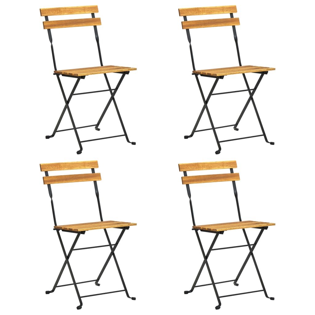 vidaXL sillas bistró de terraza plegables 4 uds madera maciza acacia