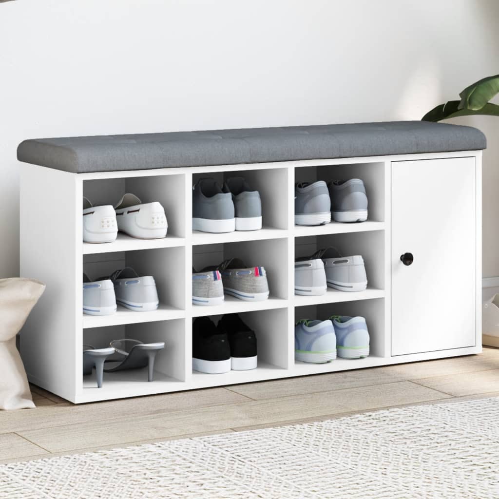 Banco zapatero madera de ingeniería blanco 102x32x50 cm esxt7950