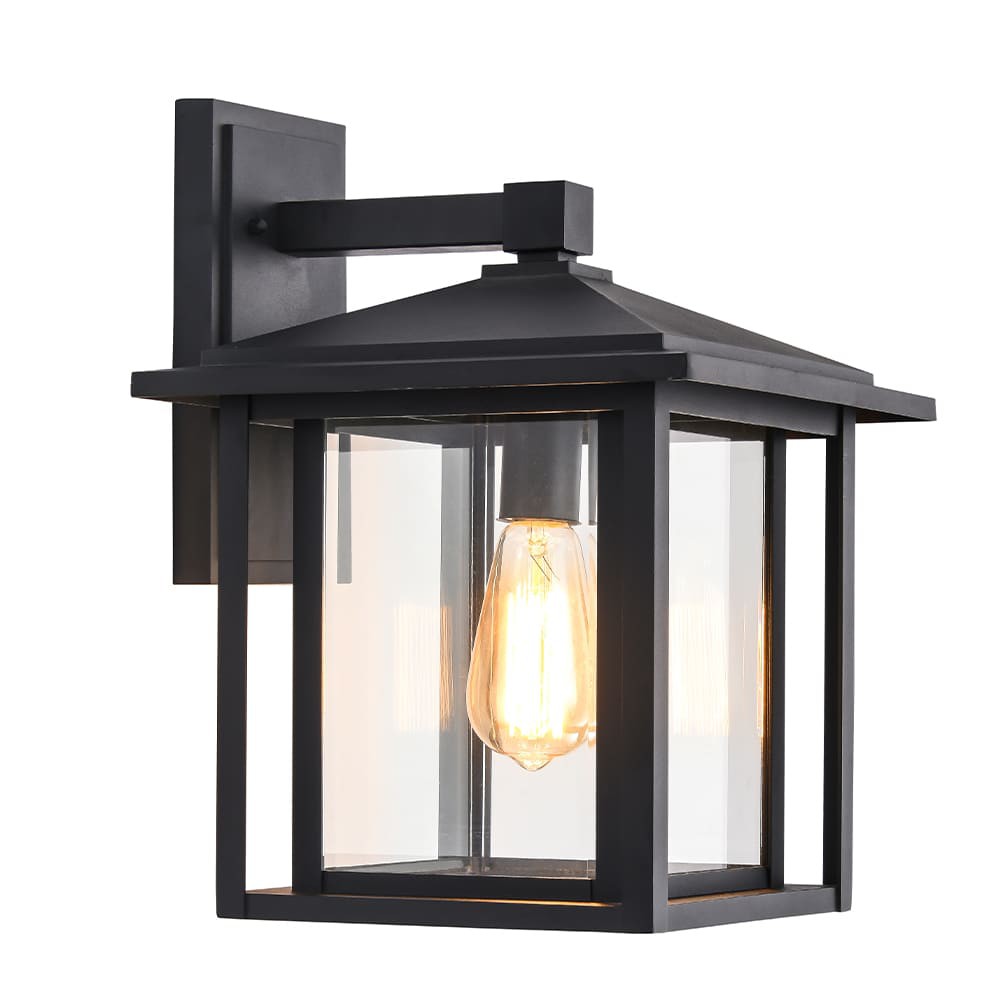 Aplique exterior avenida vintage negro con pantalla de cristal 1xE27 ip23