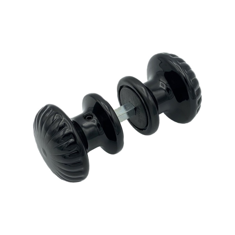 Pomo de puerta, d: 60 mm, lote de 6 pares, aluminio. Acabado negro