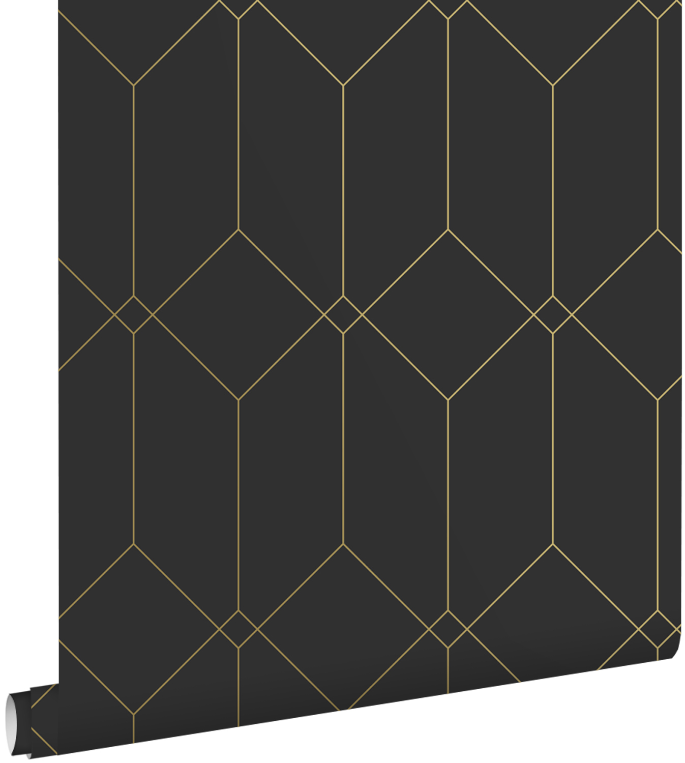 Estahome papel pintado arte deco negro y oro 53 cm x 10.05 m
