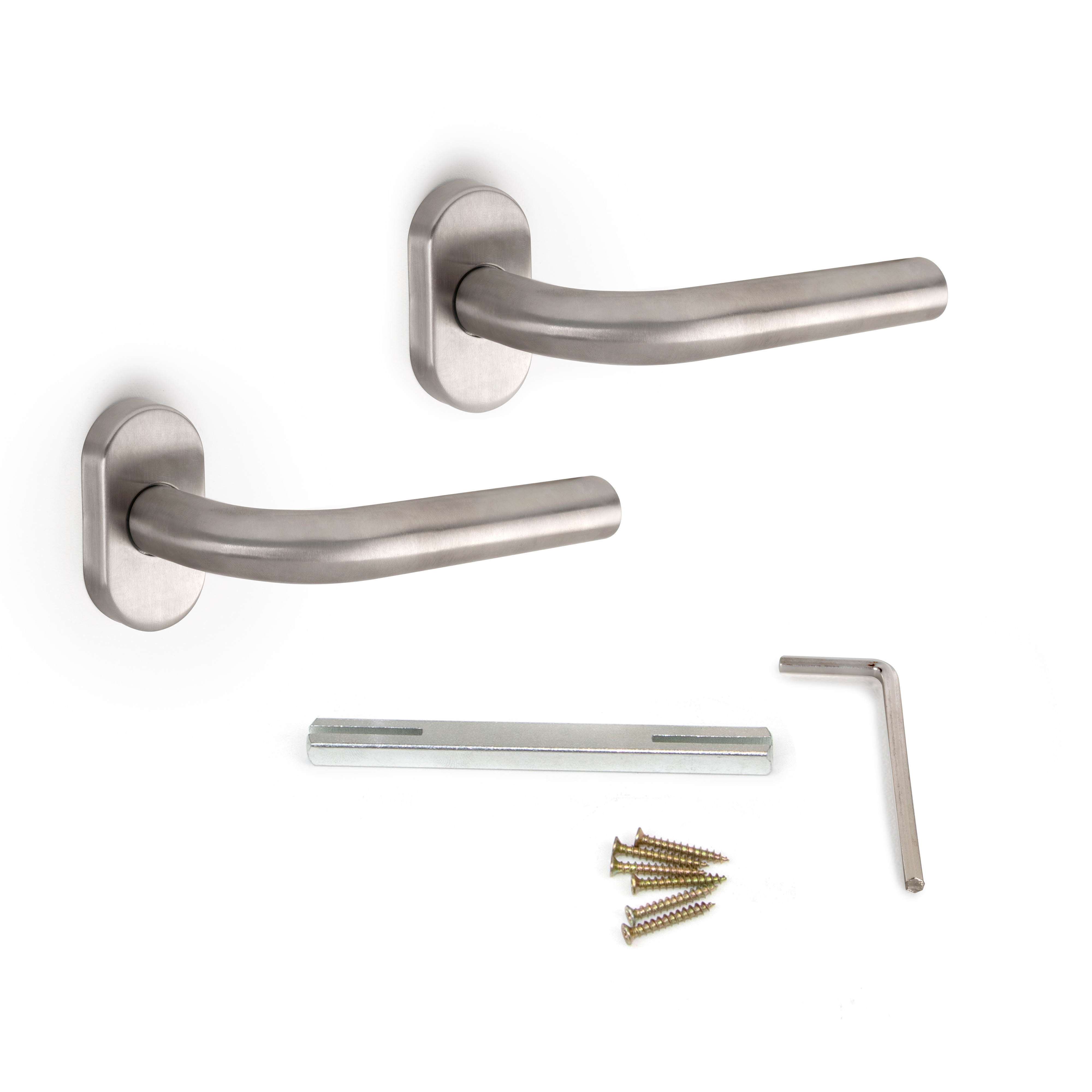 Manivelas de acero inoxidable con roseta oval para puertas de