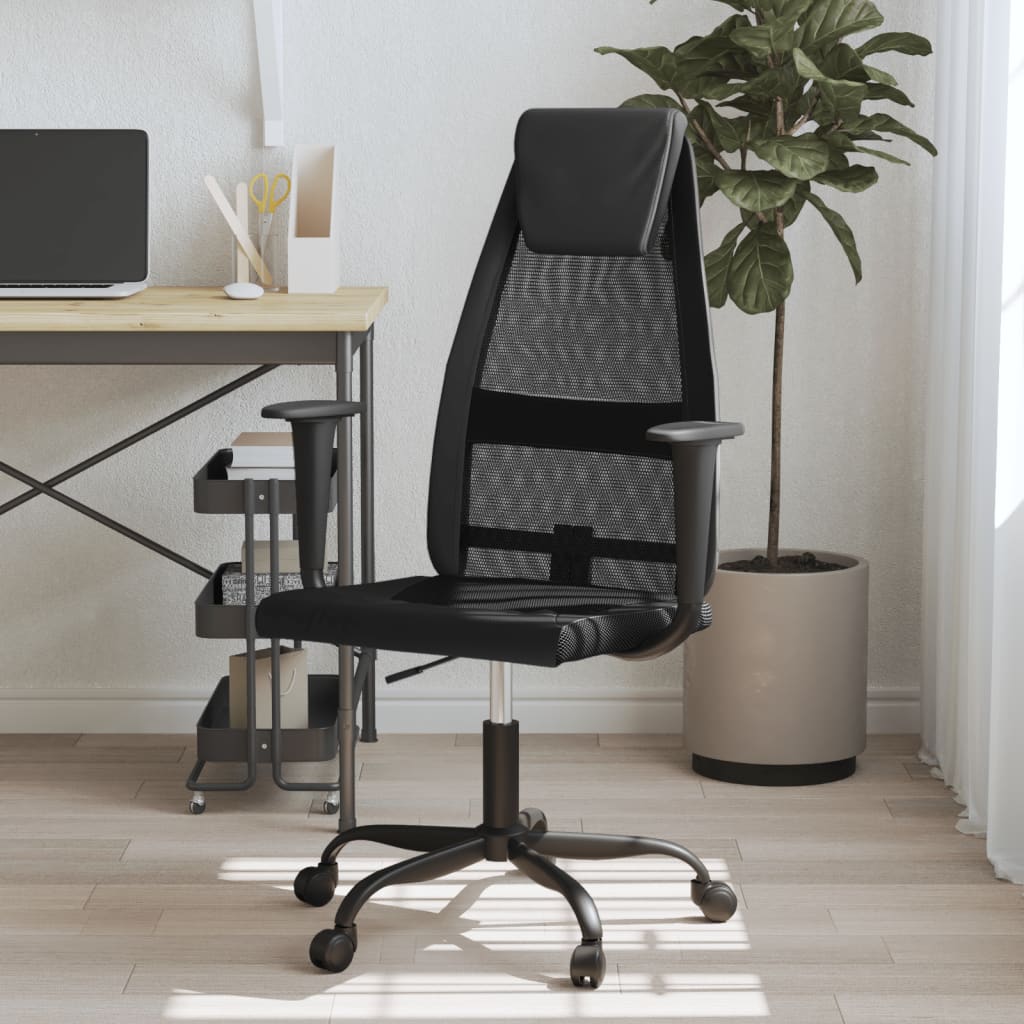 Silla de oficina altura ajustable tela malla y cuero pe negro oif850523