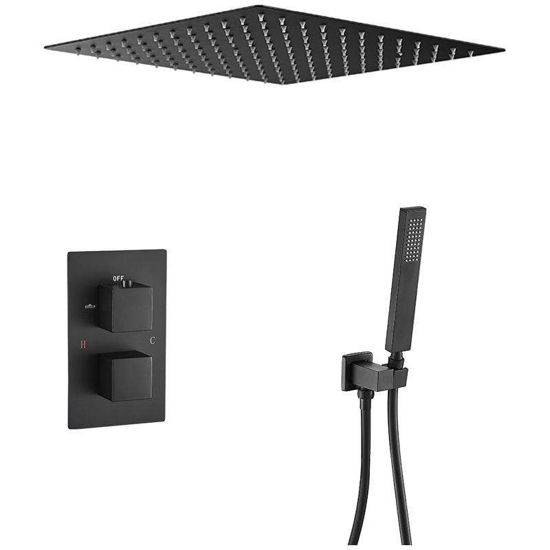 Valaz ducha encastrada termostática a ras techo cuadrada negro mate - 30cm