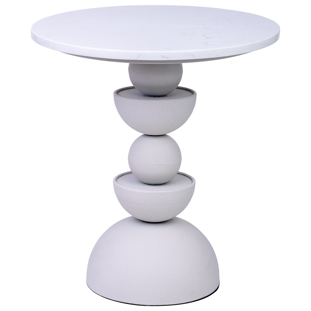 Mesa auxiliar de metal blanco y madera 40.5x40.5x45h cm