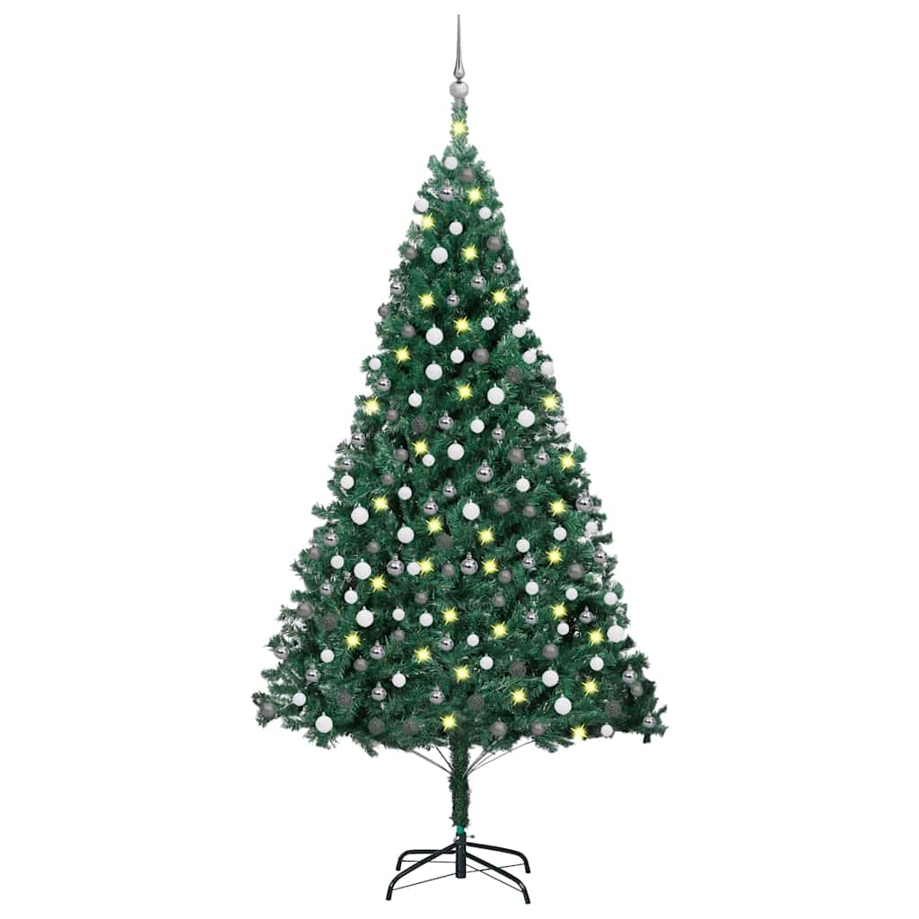 vidaXL árbol de navidad preiluminado con luces y bolas verde 240 cm