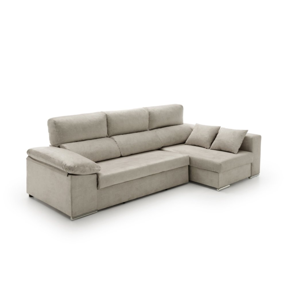 Sofa chaise longue cama con arcón giulia gris derecha