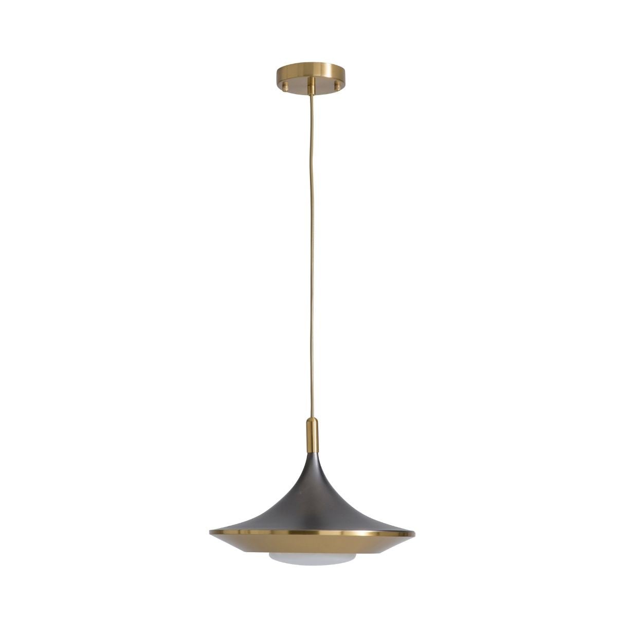 Lámpara coLGante de metal negro con acabado en latón dorado - a40-200 cm