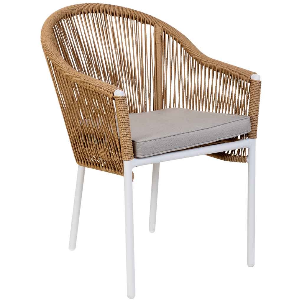 Silla de ratan sintético beige 57x63x84.5
