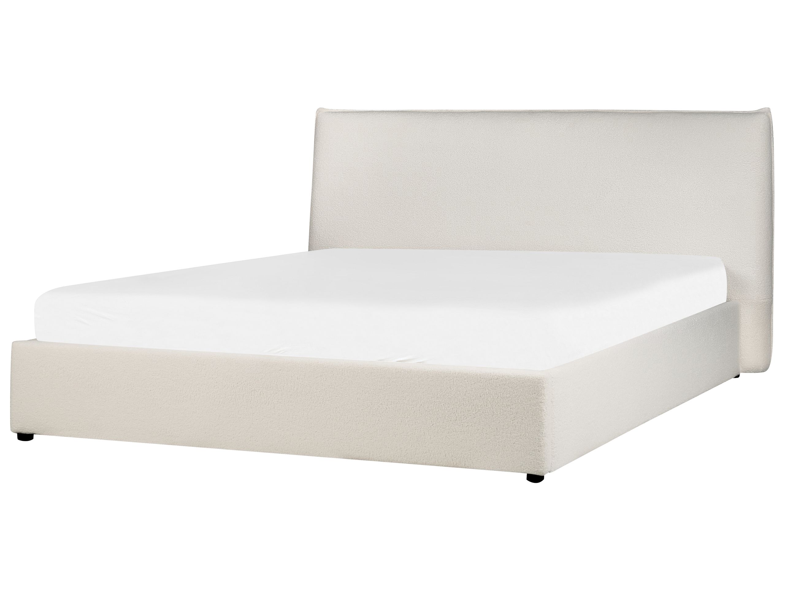 Cama con almacenaje lavaur bouclé blanco crema 180 x 200 cm