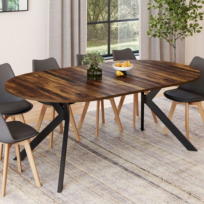 Mesa de comedor extensible alix de madera negra 110-200 cm