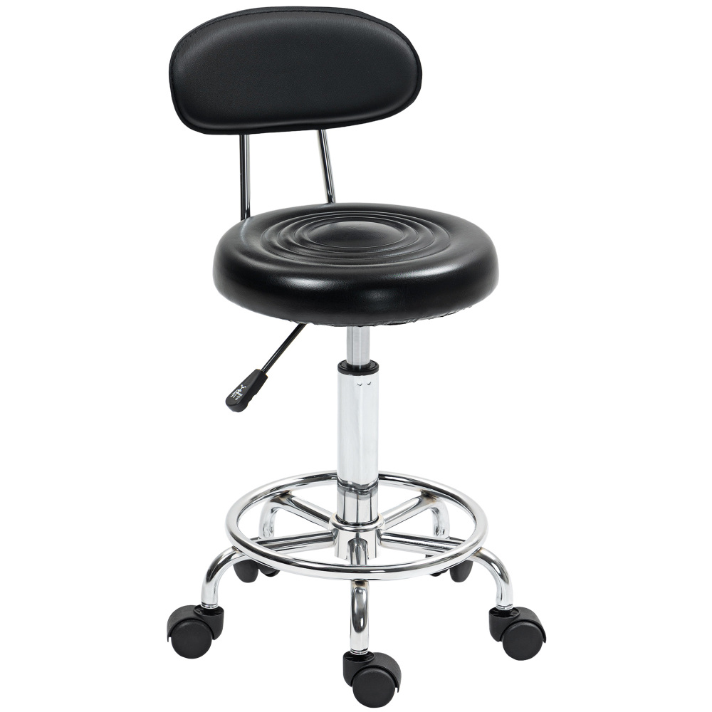 Silla giratoria piel sintética negra ruedas altura ajustable reposapiés