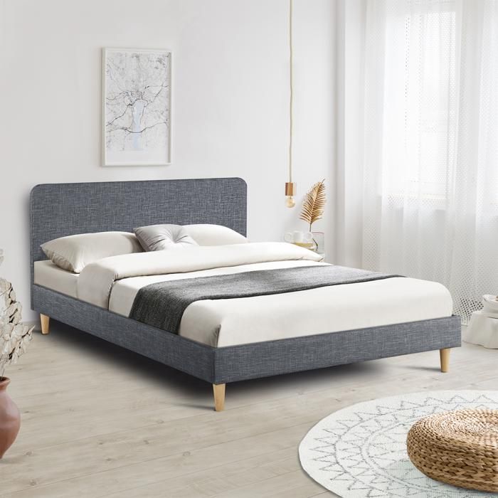 Cama doble escandinava - gris antracita 160x200 cm