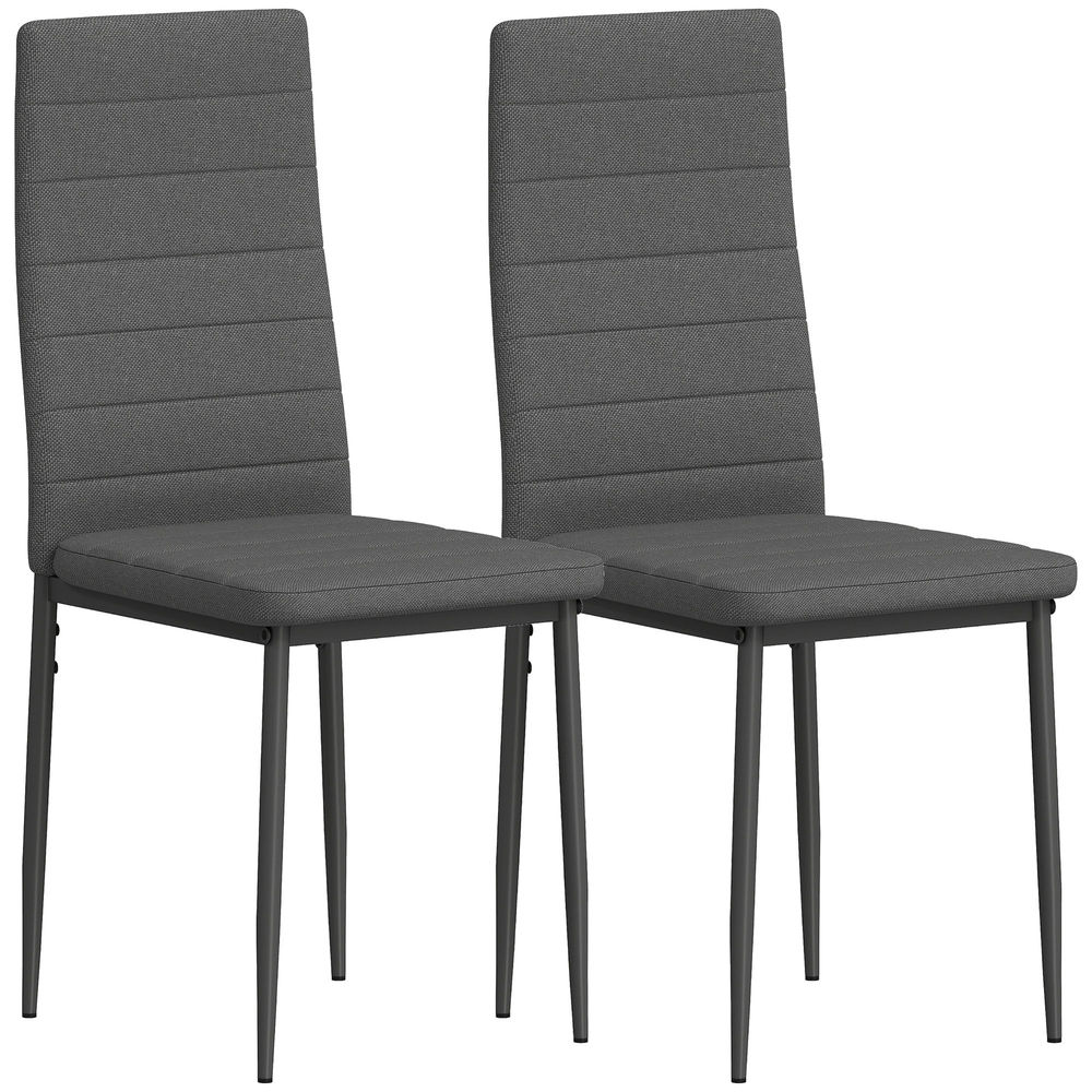 Conjunto de 4 cadeira 41x50x97 cm poliéster e linho color gris Homcom