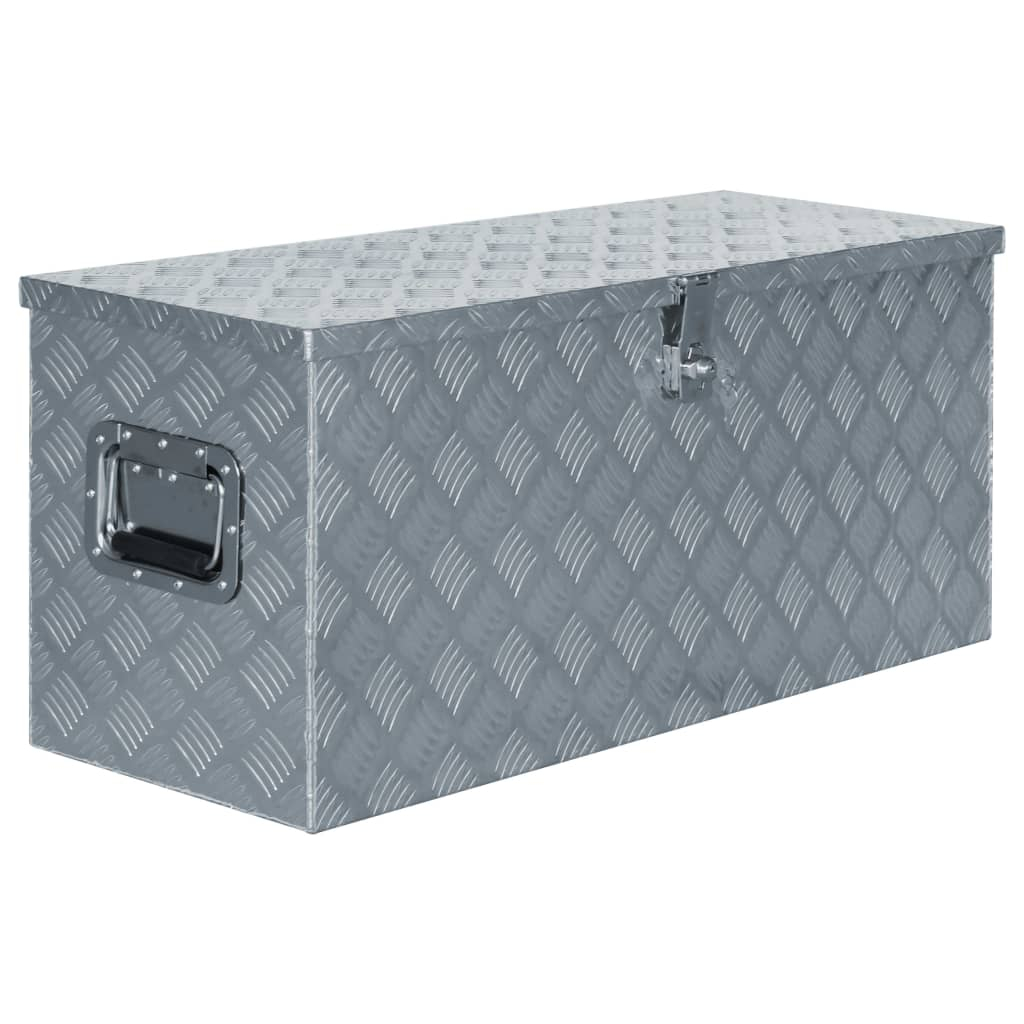 vidaXL caja de aluminio plateado 90,5x35x40 cm