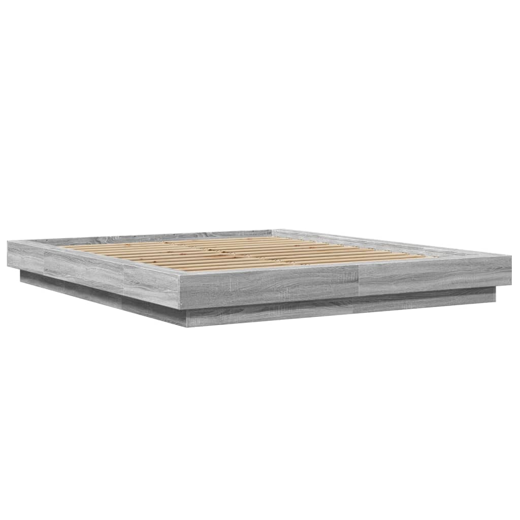 vidaXL estructura cama con luces LED madera gris sonoma 160x200 cm