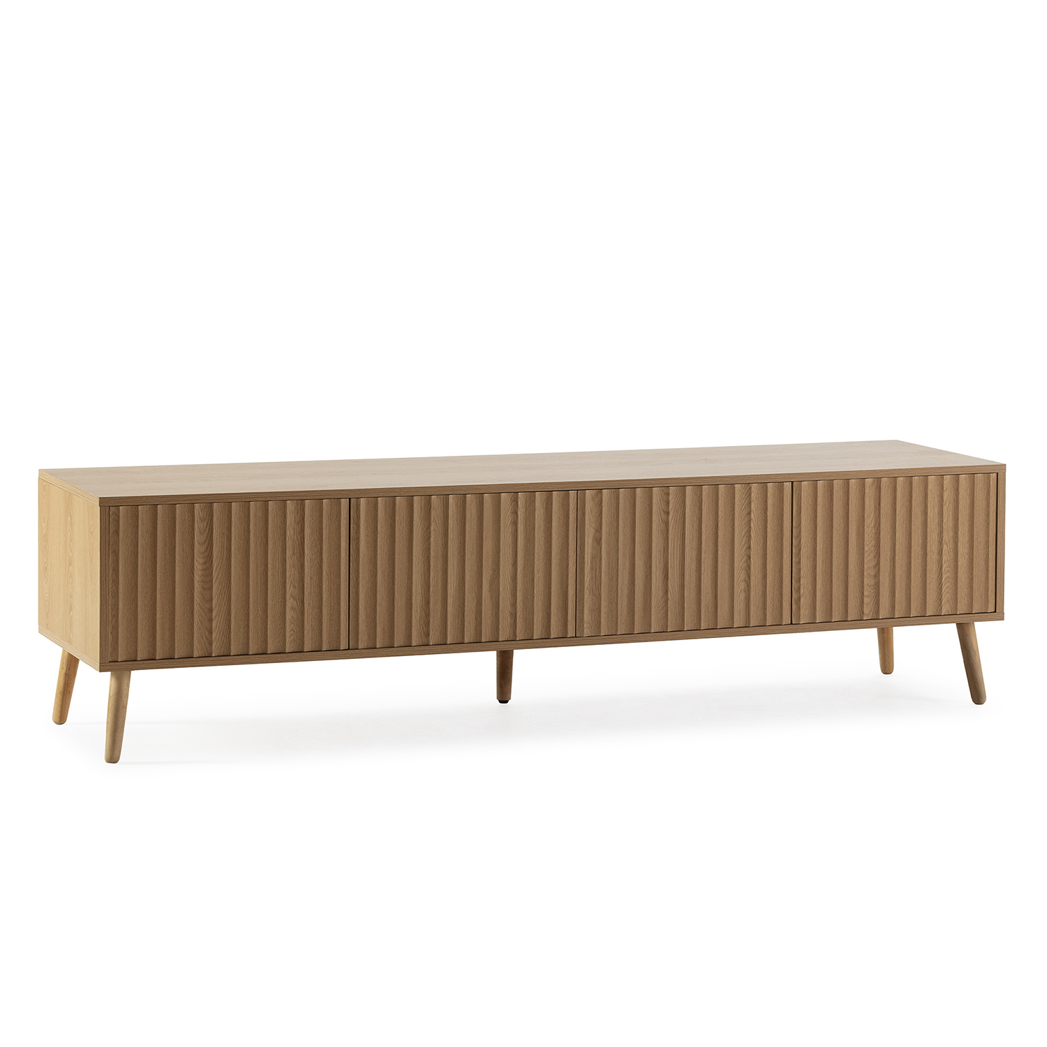Mueble tv lluvia 4 puertas color roble, 160 cm largo