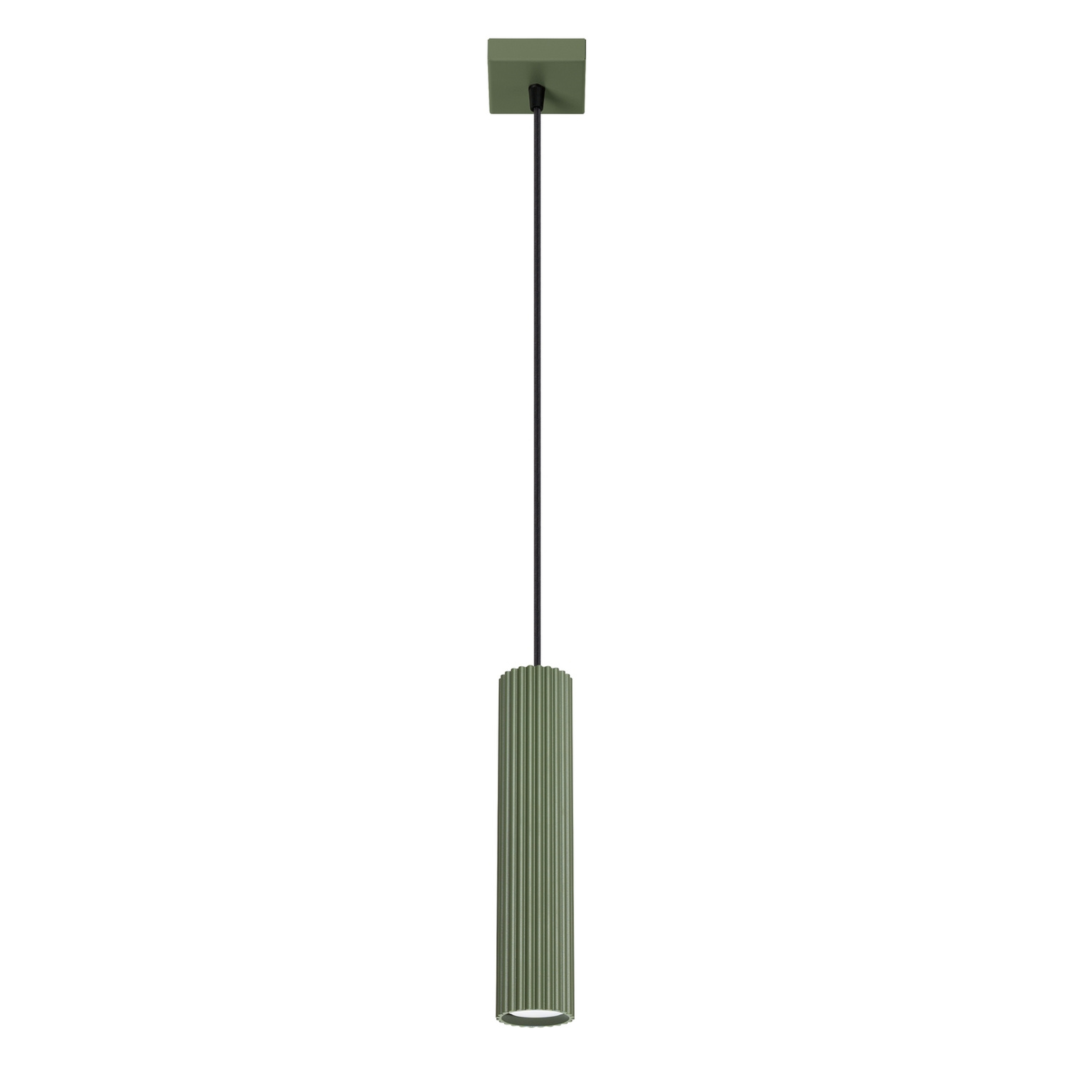 Lámpara colgante karbon 1 verde oliva aluminio 8x118x8cm