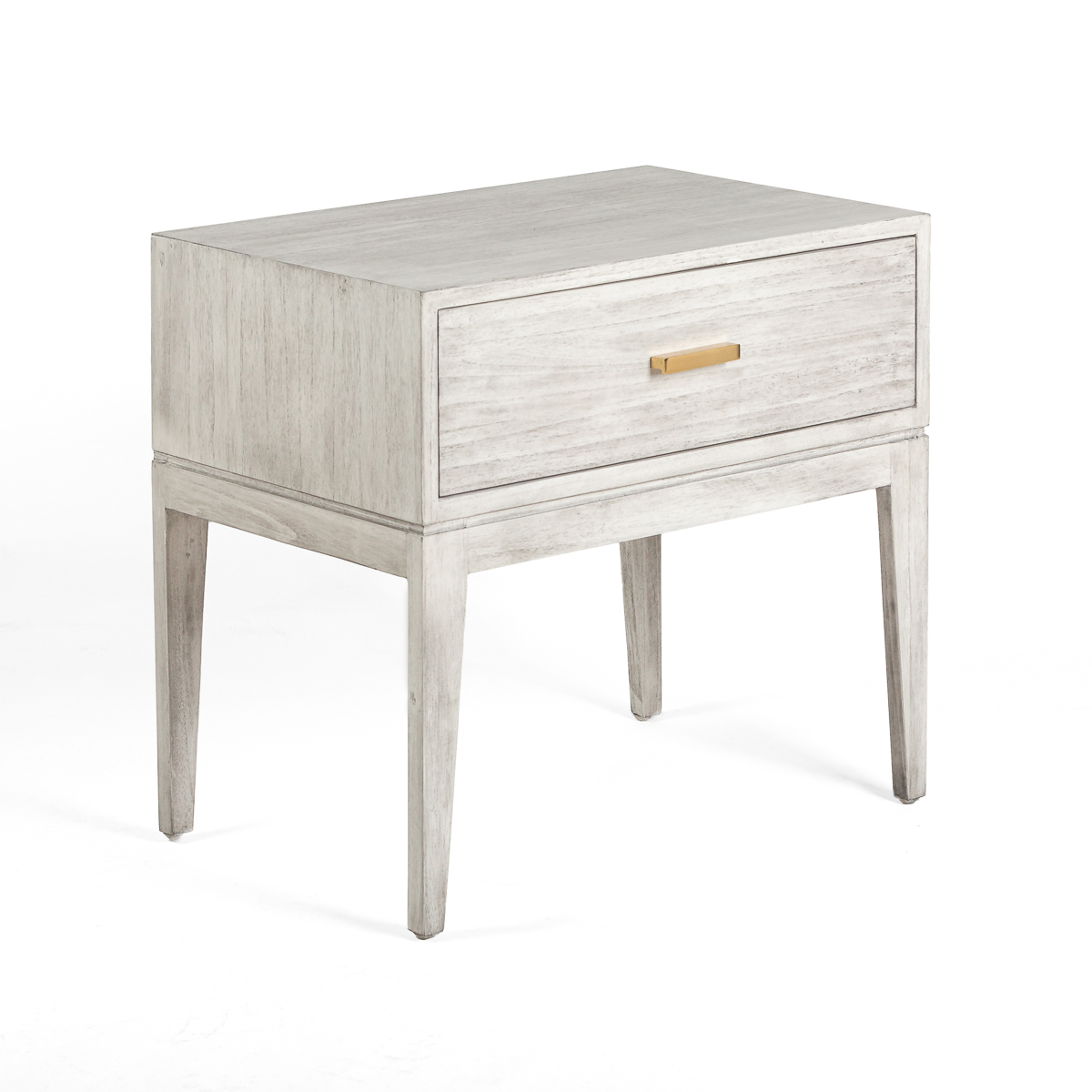 Mesita de noche 60x40x55 madera gris velado, metal dorado