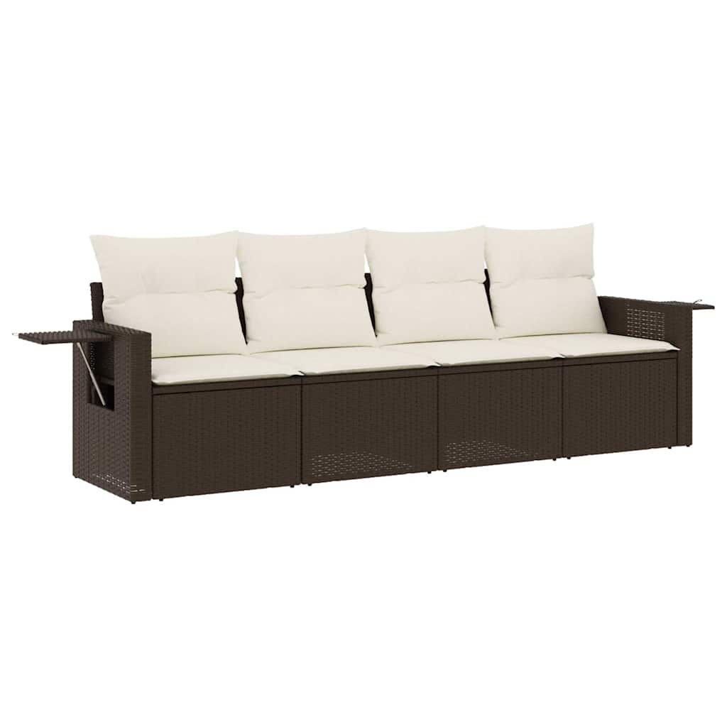 vidaXL set de sofás de jardín 4 pzas y cojines ratán sintético marrón