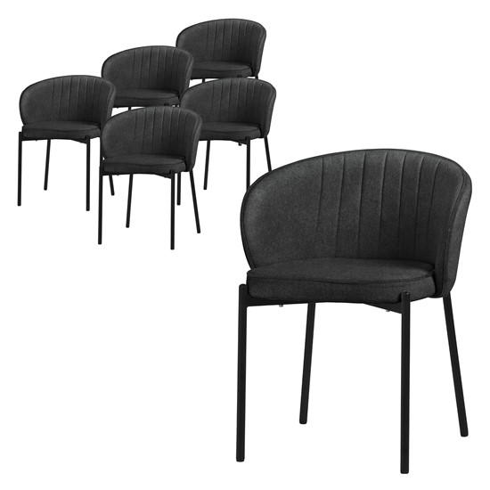 6x sillas de comedor antracita con revestimiento de tela y respaldo