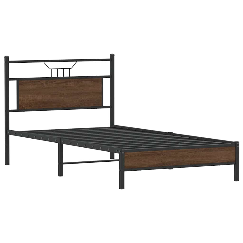 vidaXL estructura de cama sin colchón madera marrón roble 100x190 cm