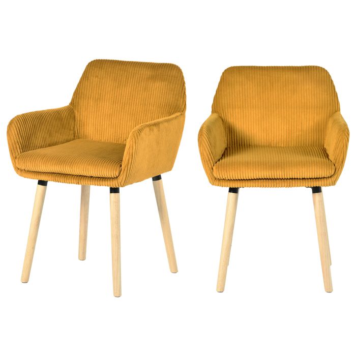 Sillas escandinavas de pana amarilla - lote 2 - 54 cm