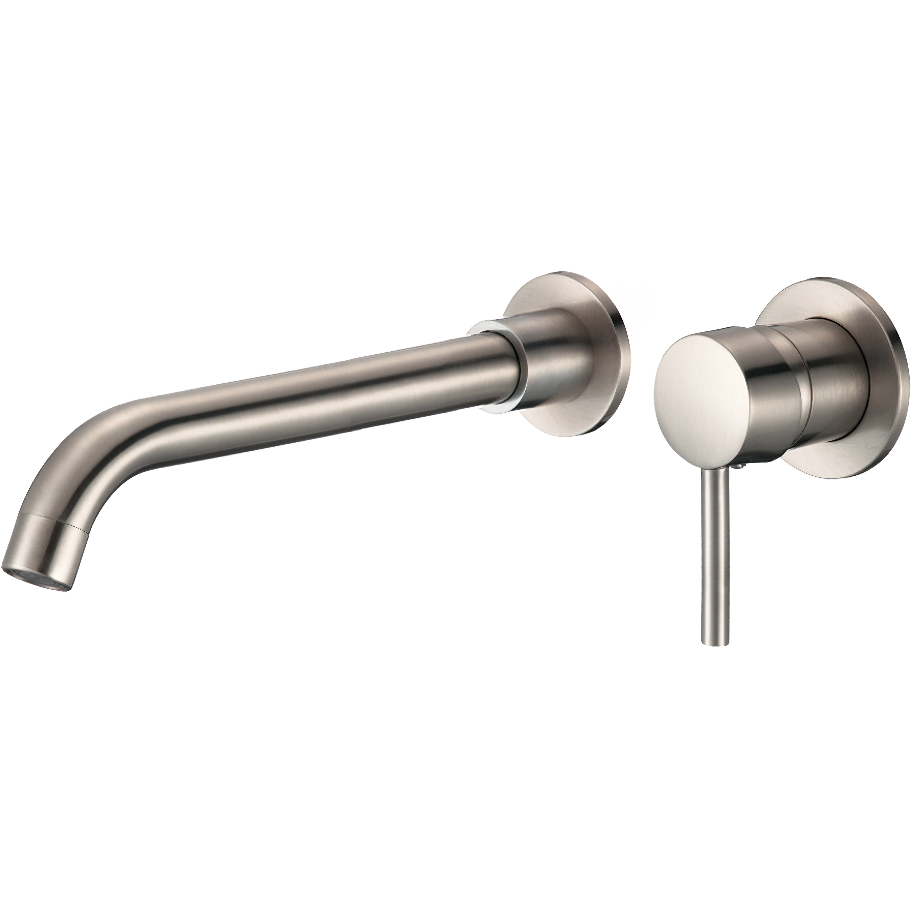 Valaz grifo lavabo empotrado redondo acero cepillado con caño de 26cm