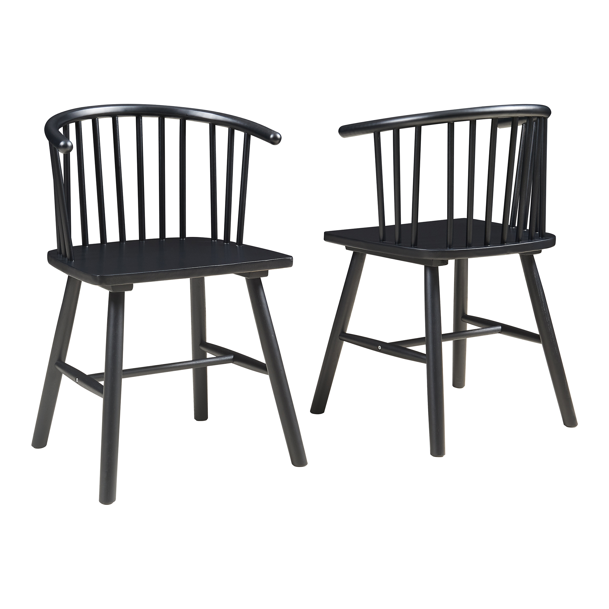 Set de 2 sillas de comedor stami madera de caucho 79x53x48cm negro