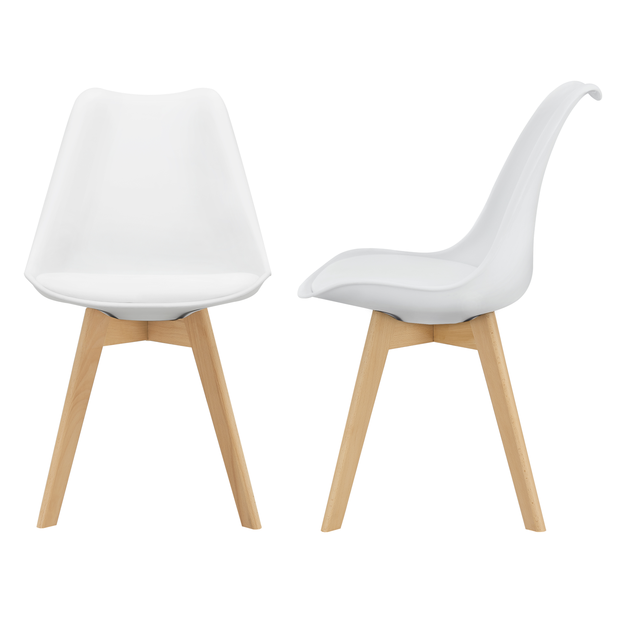 Juego de 2 sillas de comedor fläten 82x49x54cm polipiel - blanco [en.casa]