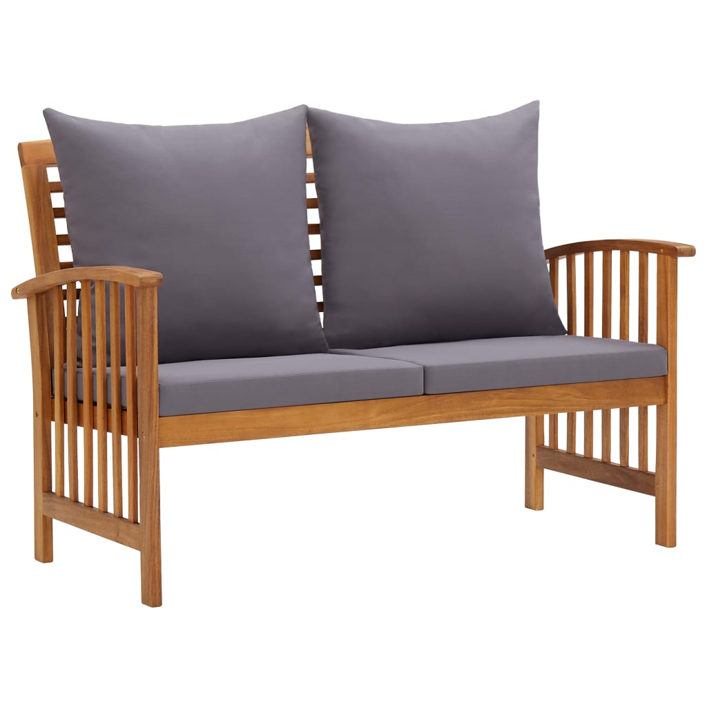 vidaXL banco de jardín con cojines 119 cm madera maciza de acacia