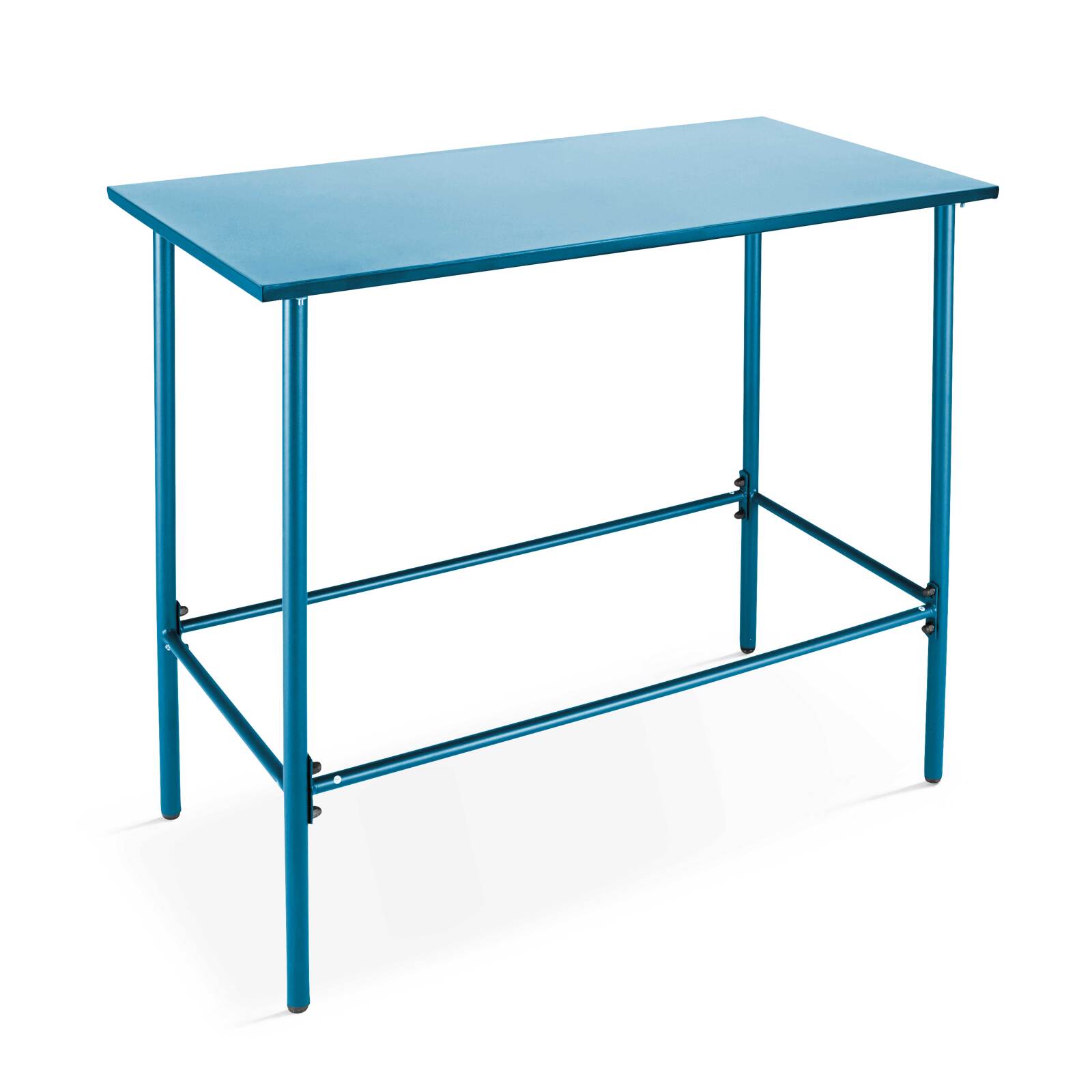 Oviala - mesa alta de comedor de metal azul pacífico de 120 cm