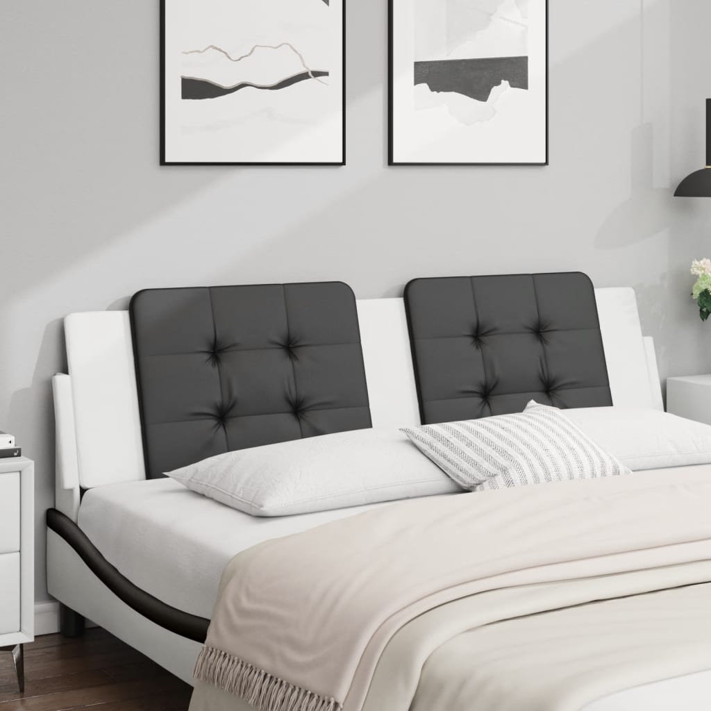 Cabecero de cama acolchado cuero sintético negro blanco 180 cm eso4386