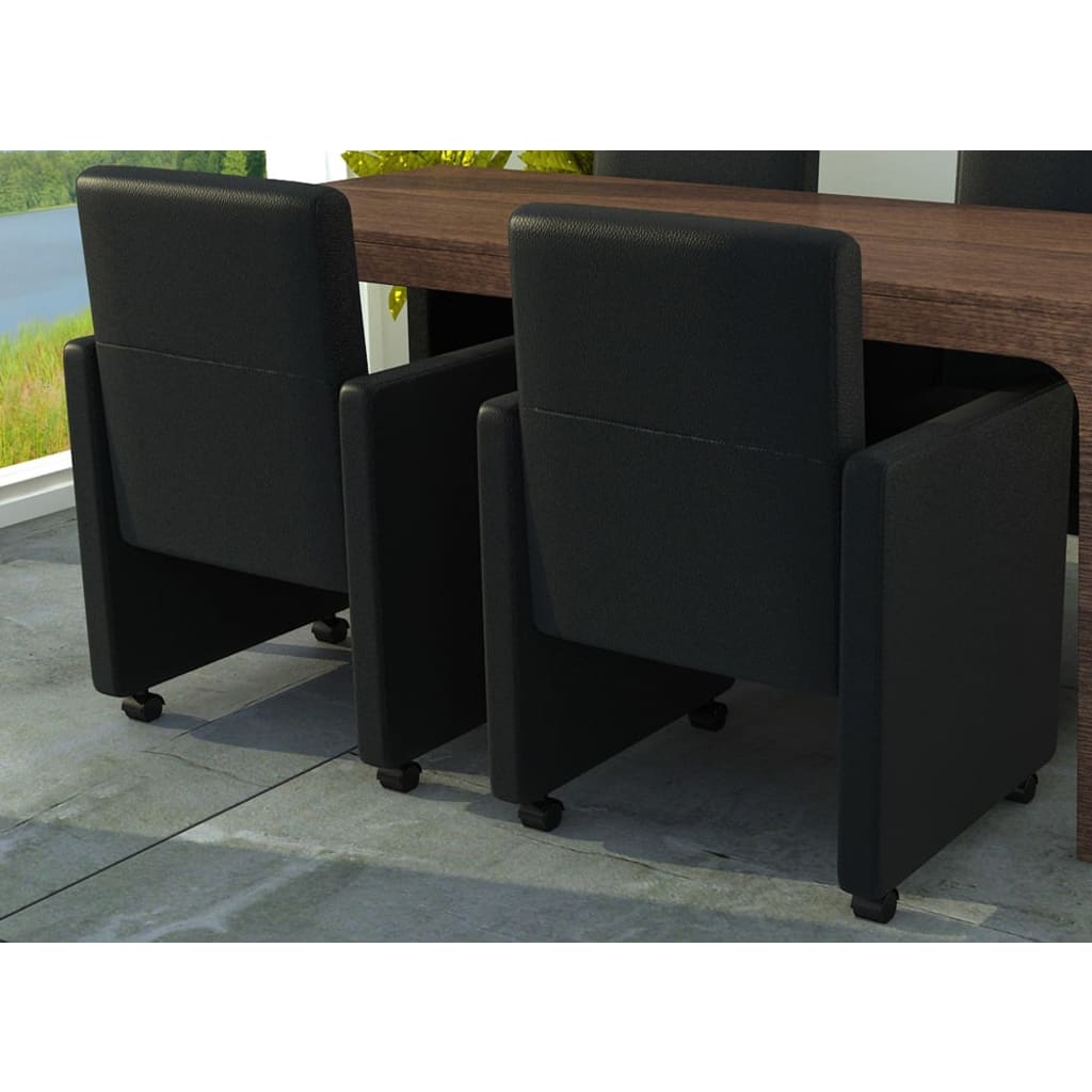 Sillas de comedor 2 unidades cuero sintético negro qweo5913