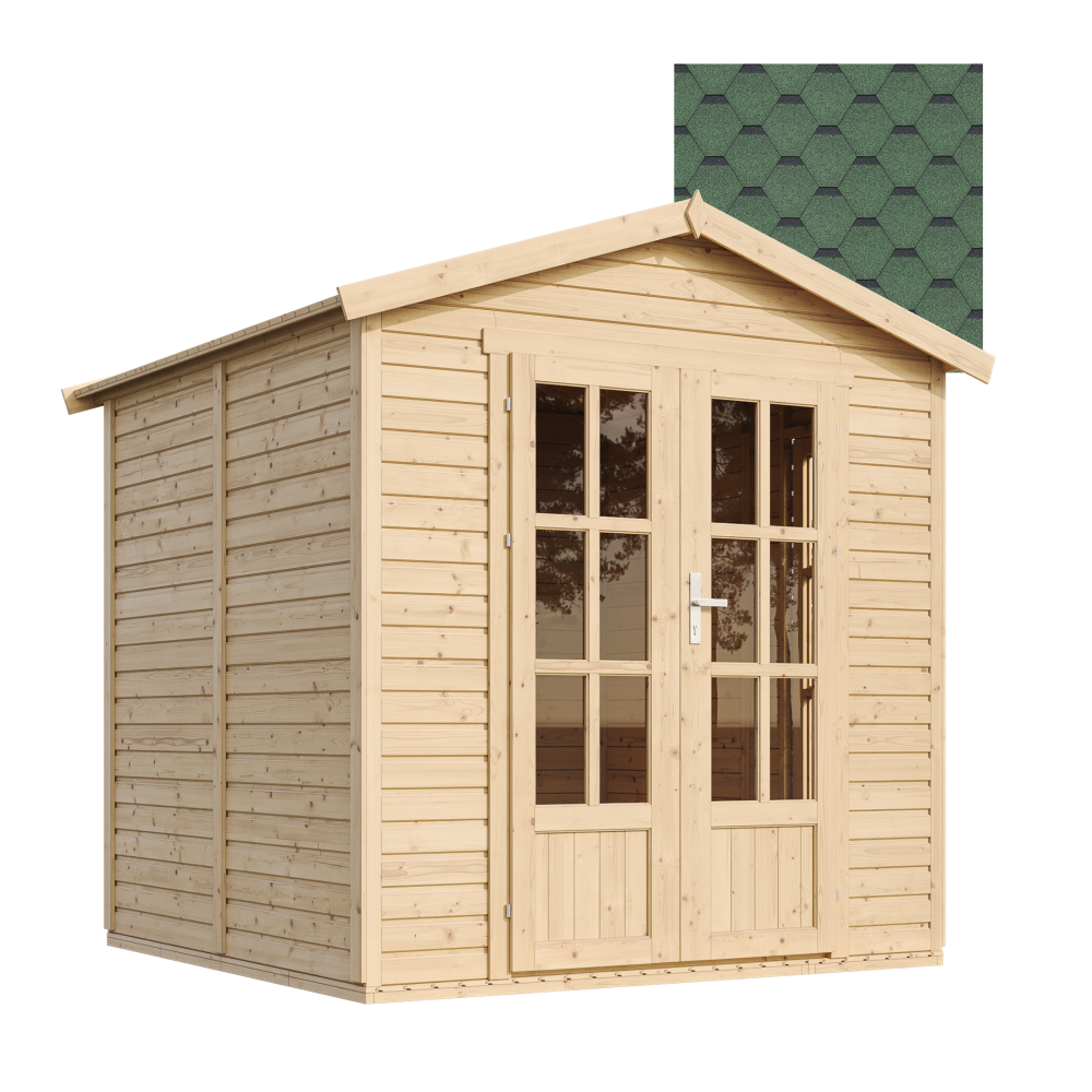 Caseta de jardín de madera Timbela m351fb+h351fbgreen, tejas bituminosas