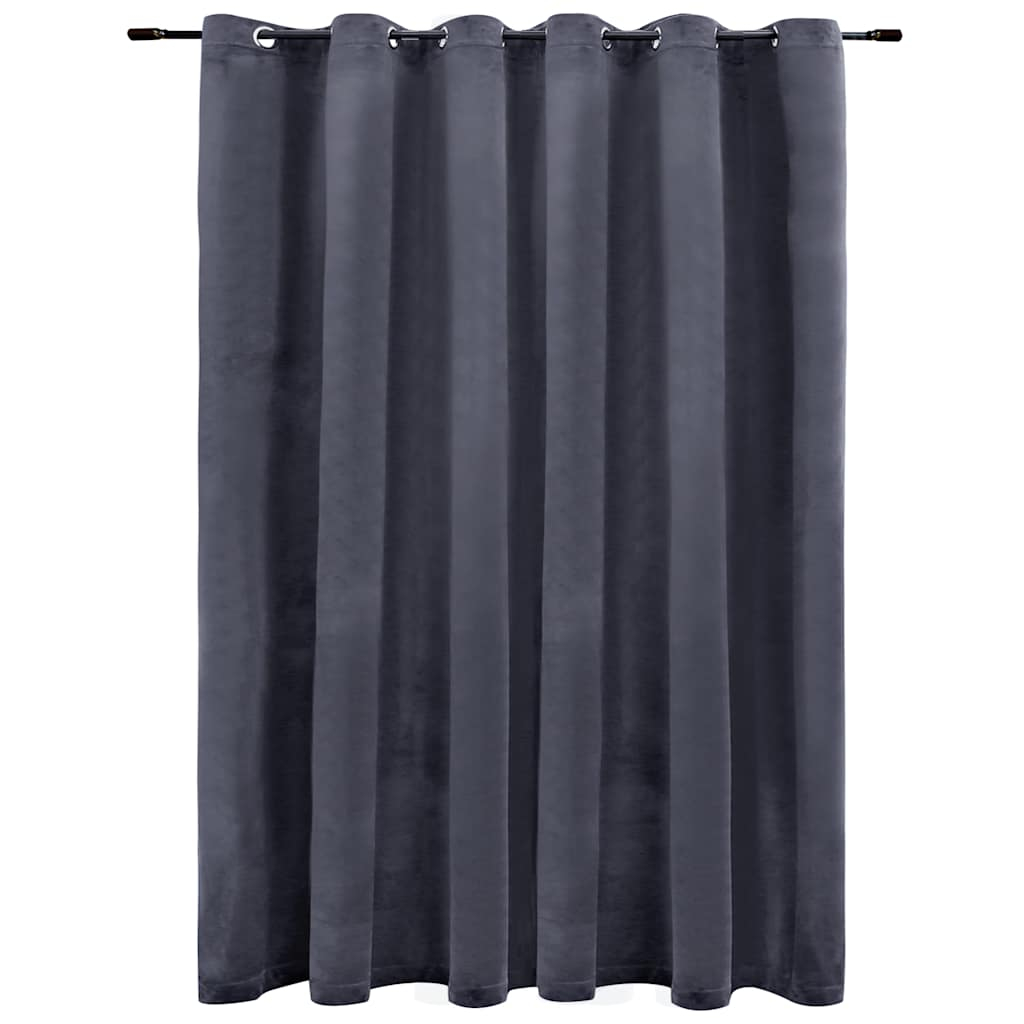 vidaXL cortina opaca y anillas de metal terciopelo antracita 290x245cm