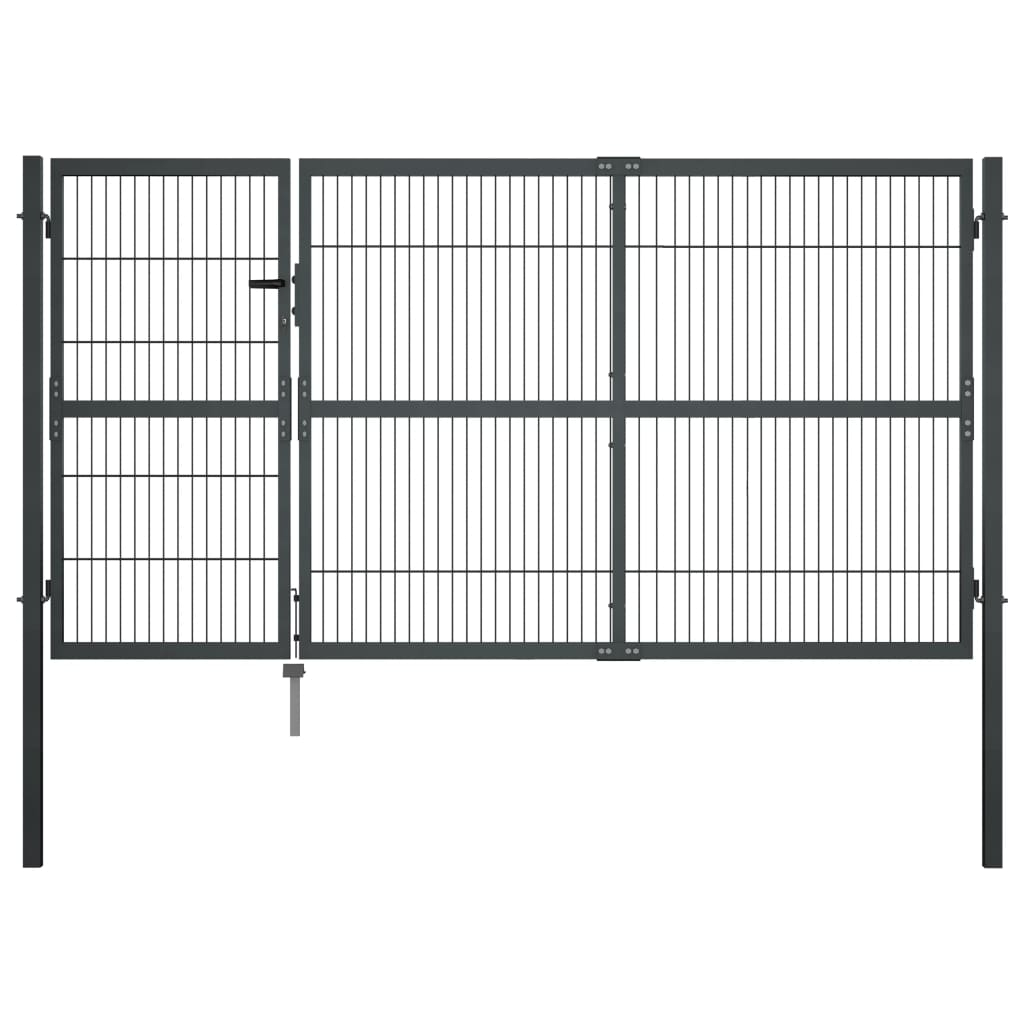 vidaXL puerta de valla de jardín con postes acero antracita 350x140 cm