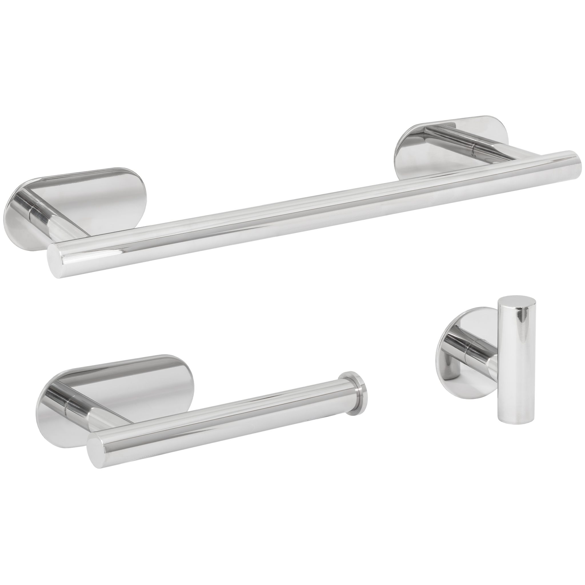 Valaz accesorios de baño cromado toallero 40cm+3perchas+portarollos
