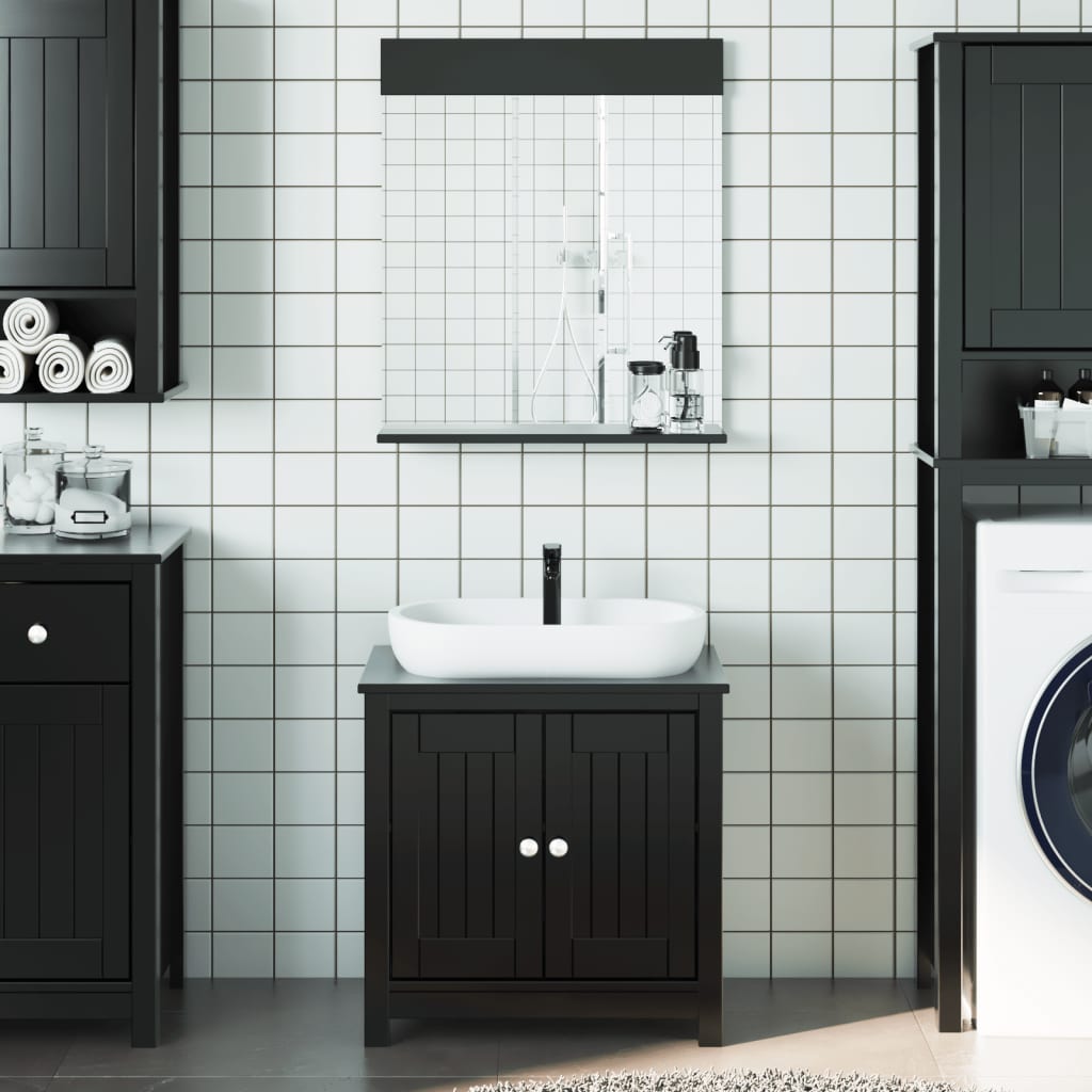 Juego de muebles de baño berg 2 pzas madera maciza pino negro(sin lavabo)