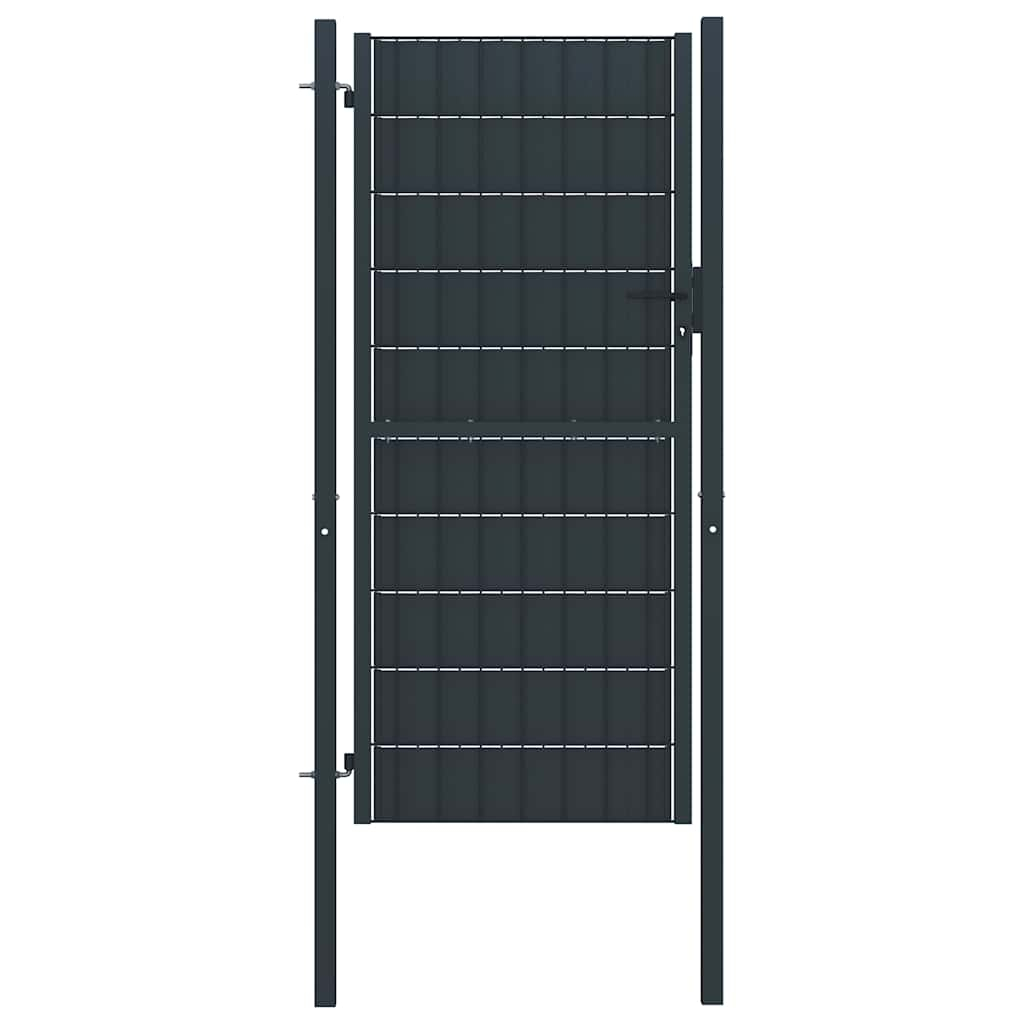 vidaXL puerta de valla de PVC y acero 100 x 124 cm antracita