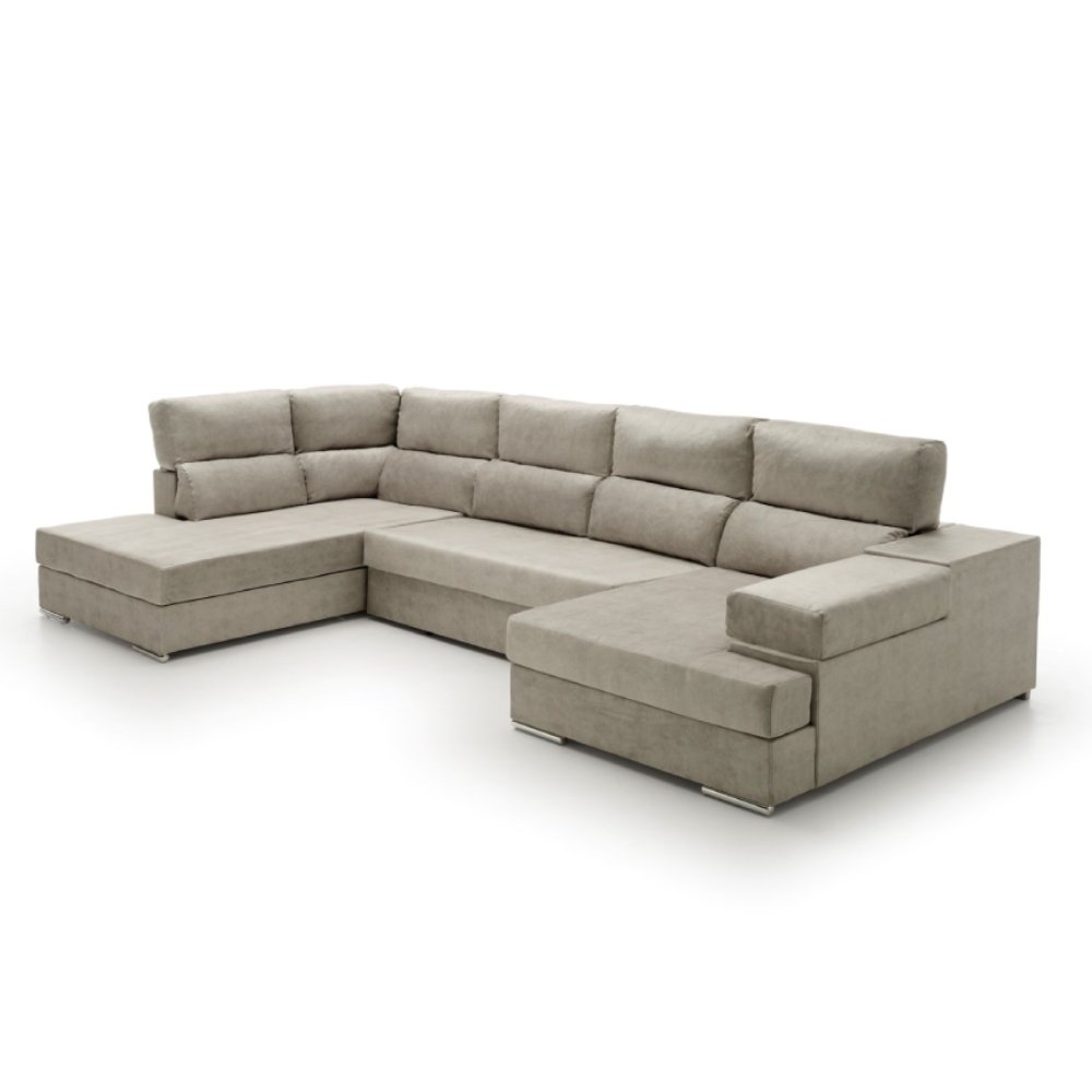 Sofa gran chaise longue cama massima diseño gris izquierda