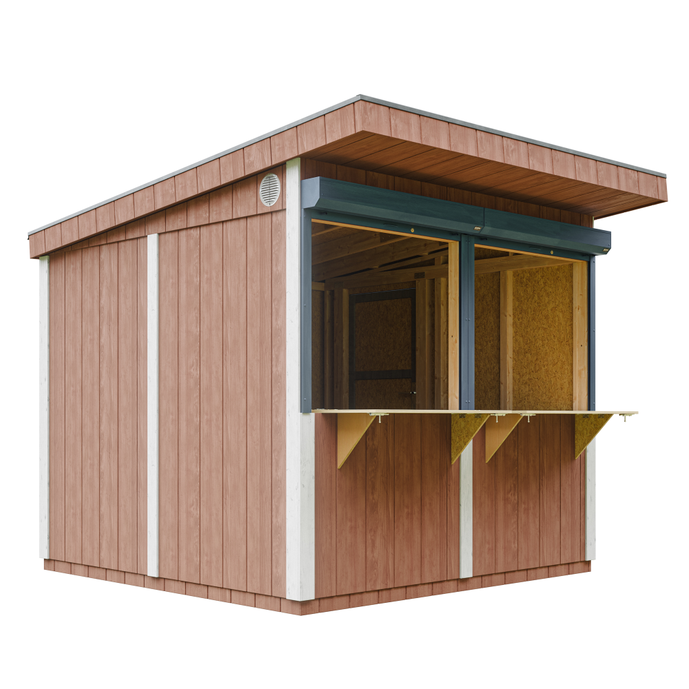 Quiosco de jardín Timbela m950-redwood red, 5,9 m², premium, 240×248×305 cm