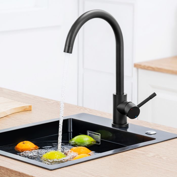 Grifo de cocina negro en acero inoxidable 304 - cecipa - giratorio - alta p