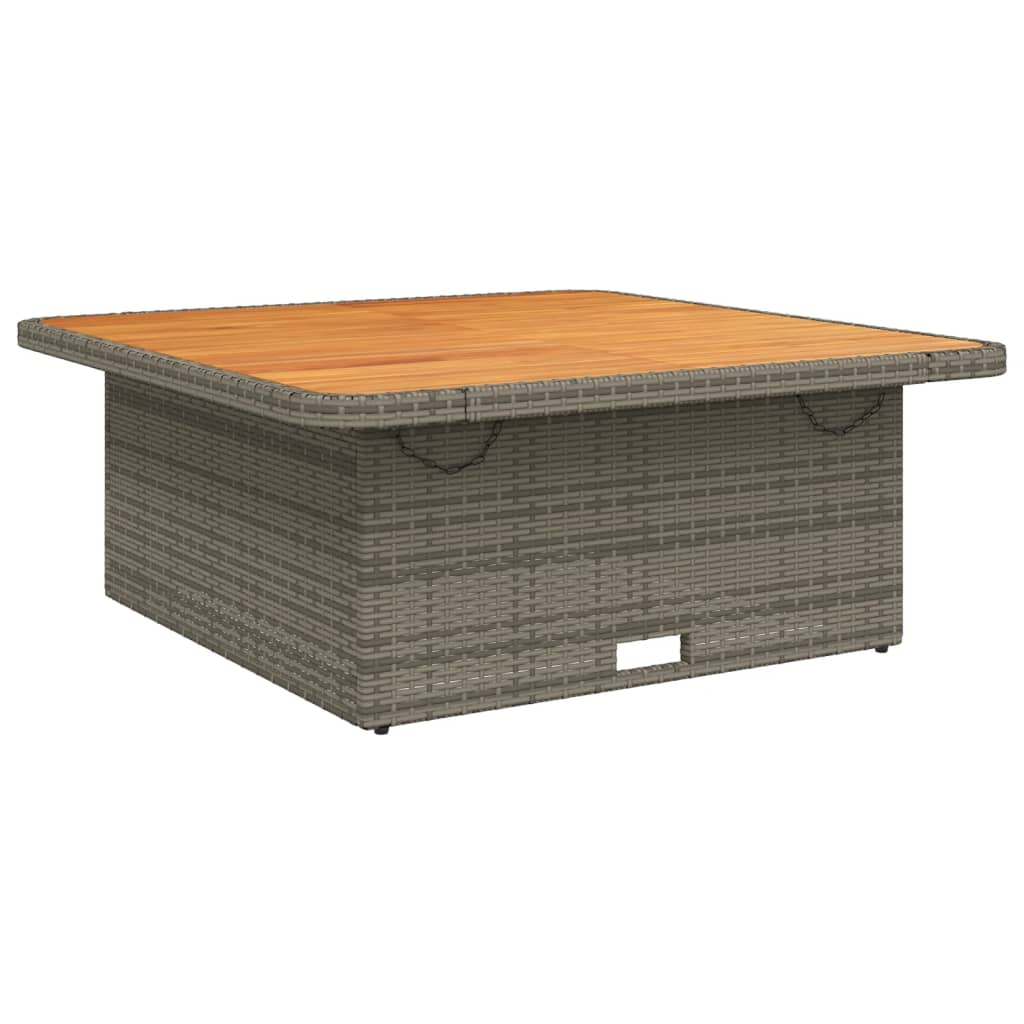 vidaXL mesa de jardín ratán pe y madera acacia gris 110x110x71 cm