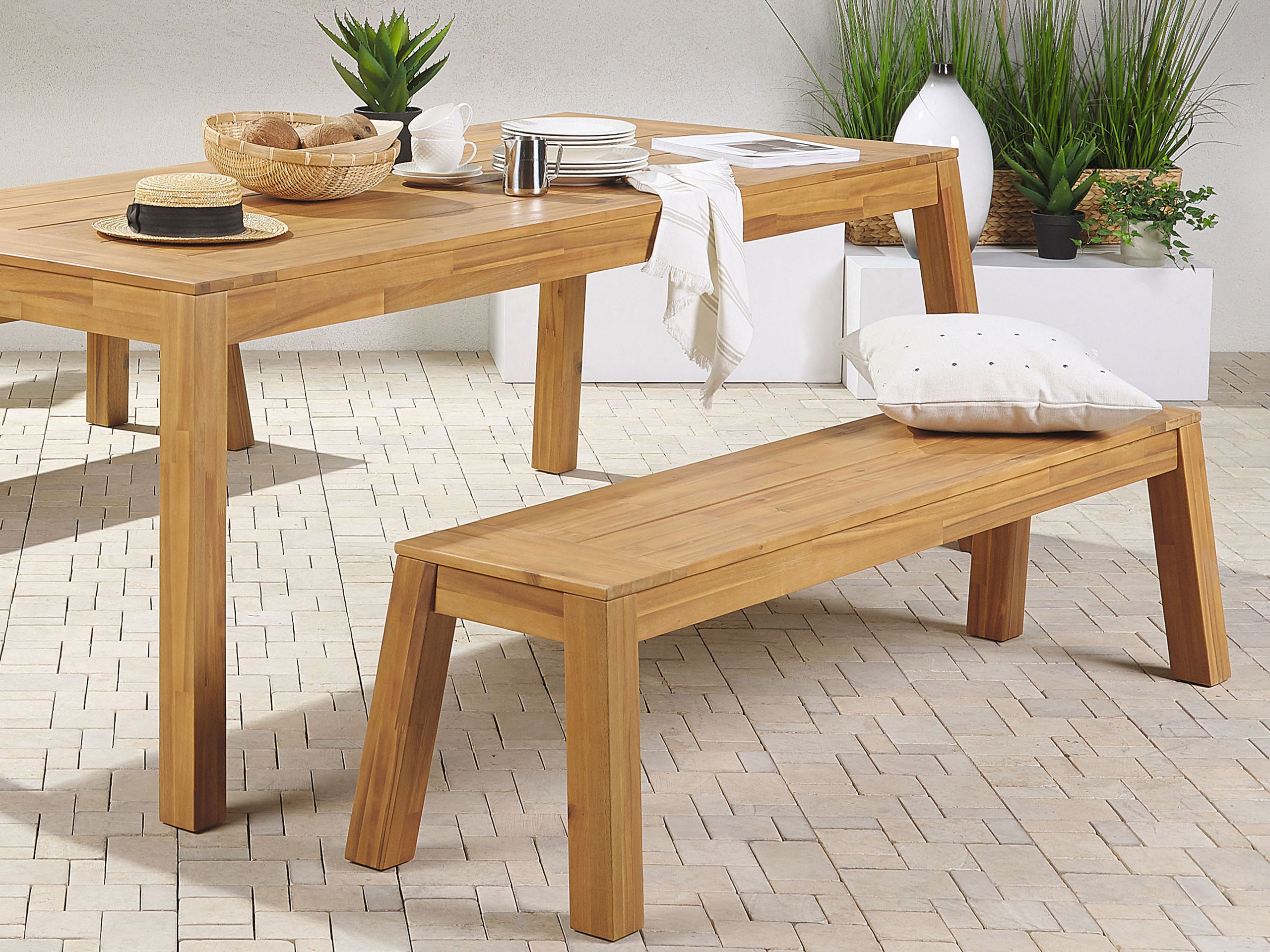 Banco de jardín livorno 169 cm madera de acacia marrón