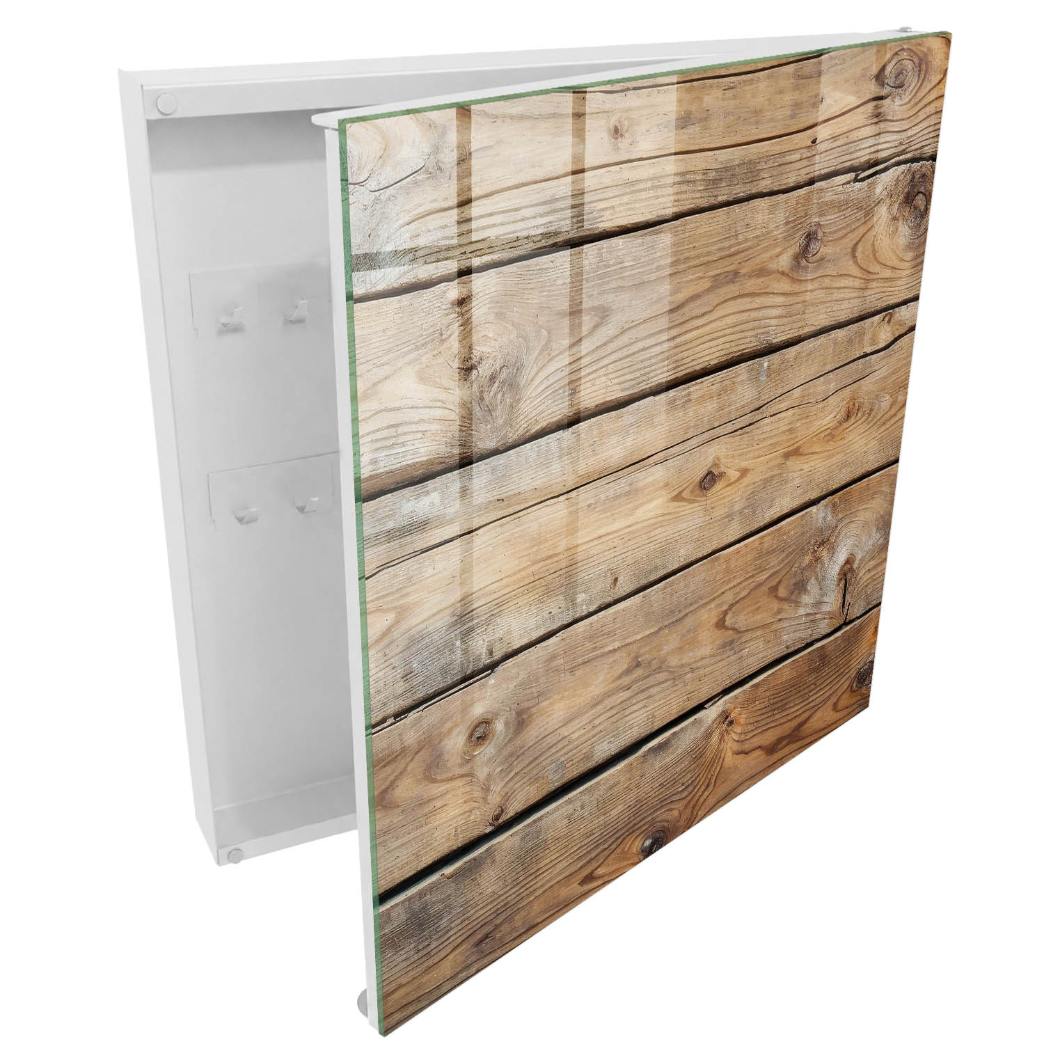 Armario de llaves 30x30x5 tablas de madera, apertura derecha blanca