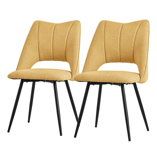 Juego 2x sillas de comedor sillón tapizado amarillo mostaza poliéster